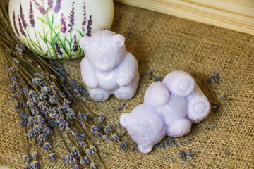 The interior of the spa, lavender soap.