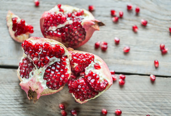 Pomegranate on the wooden background