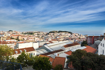 Fototapeta na wymiar View of downtown Lisbon from the São Pedro de Alcântara viewpoint