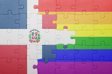 puzzle with the national flag of dominican republic and gay flag