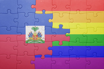 puzzle with the national flag of haiti and gay flag