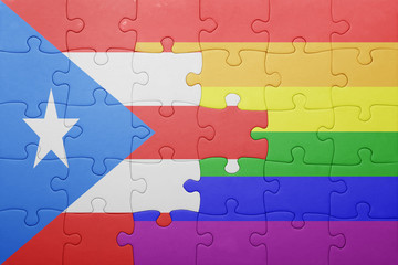 puzzle with the national flag of puerto rico and gay flag