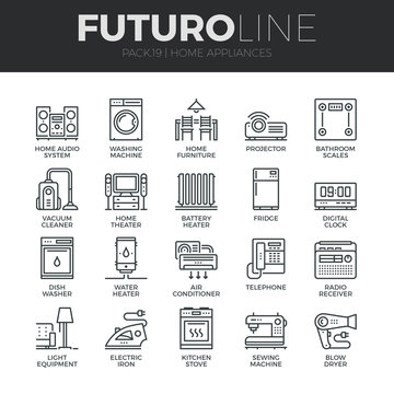 Home Appliances Futuro Line Icons Set