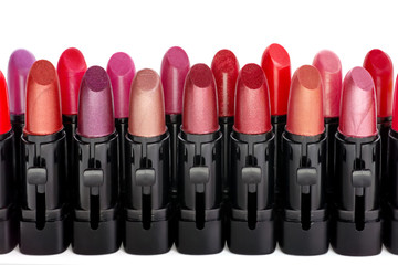 Row of lipsticks tubes