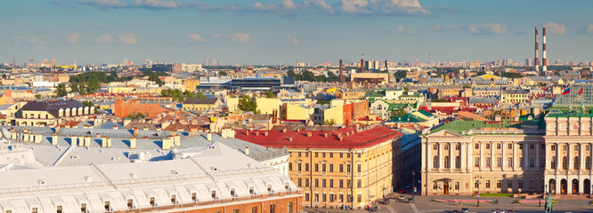 Naklejka na ściany i meble Top view of european city