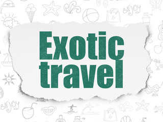 Naklejka premium Travel concept: Exotic Travel on Torn Paper background