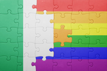 puzzle with the national flag of ireland and gay flag