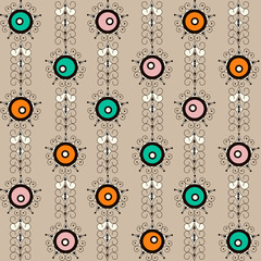 Seamless pattern with retro ornamental elements background