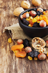 various dried fruits and nuts