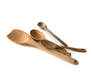 set of wooden kitchen spoons and other items
