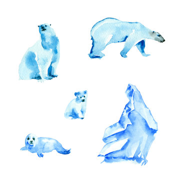 Arctic set with polar bears and floe
