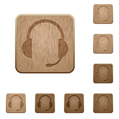 Headset wooden buttons - obrazy, fototapety, plakaty