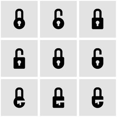 Vector black locks icon set. Locks Icon Object, Locks Icon Picture, Locks Icon Image - stock vector