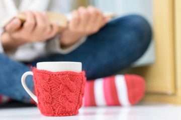 Happy girl drinking tea 