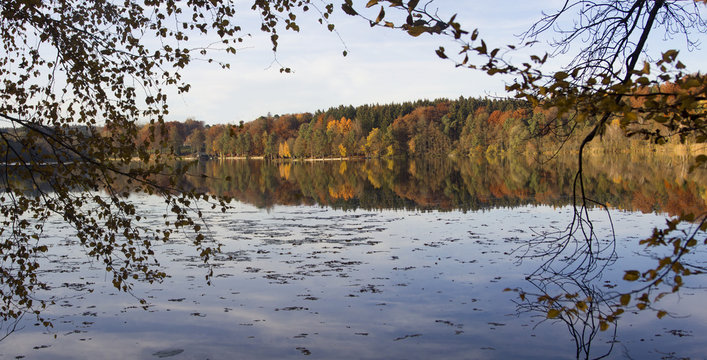 Herbstlandschaft am Steinsee bei Moosach