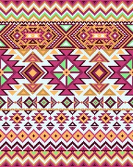 Bright seamless background with pixel pattern in aztec geometric tribal style. Vector illustration.