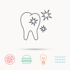 Healthy tooth icon. Dental protection sign.