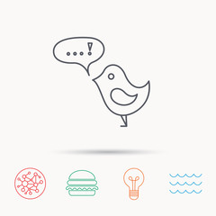 Bird with speech bubble icon. Short messages.
