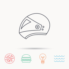 Fototapeta premium Motorcycle helmet icon. Biking sport sign.