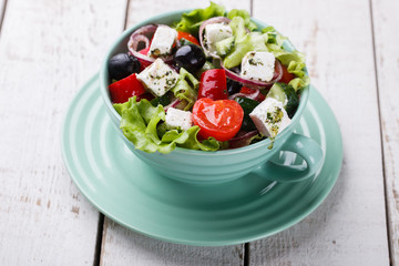 Greek salad.selective focus