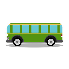 Retro city bus on a white background
