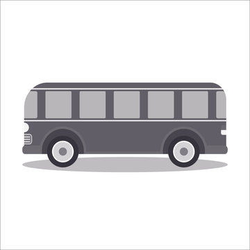 Retro city bus on a white background
