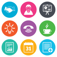 Office, documents and business icons.