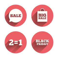 Sale speech bubble icons. Black friday symbol