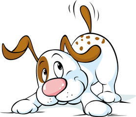 Cute dog wags his tail and wants to play - vector illustration