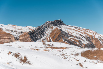 Winter mountains in Gusar region of Azerbaijan