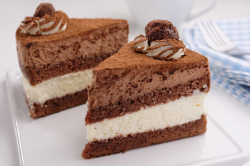 Chocolate cake and coffee