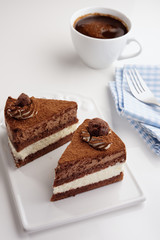 Chocolate cake and coffee