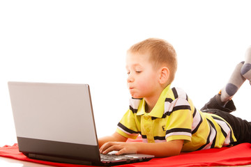 Education, technology internet - little boy with laptop