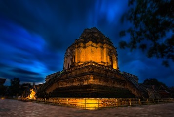 Wat Chedi Luang is a Buddhist temple in the historic centre of Chiang Mai, Thailand