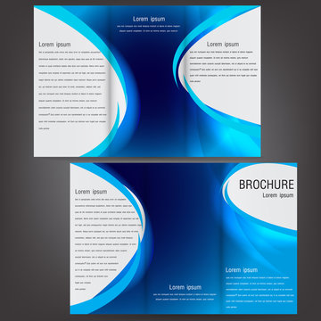 Vector Brochure Business Template Design With Blue Elements. EPS