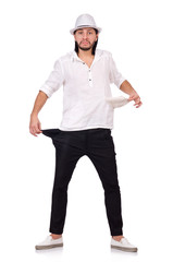 Young man in hat isolated on white