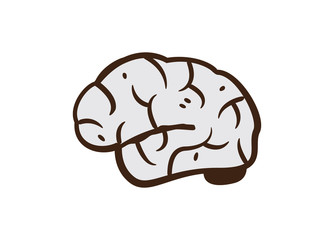 hand drawn cartoon brain in doodle style
