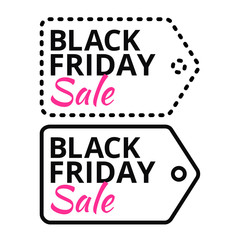 Black Friday sales line vector tag with text