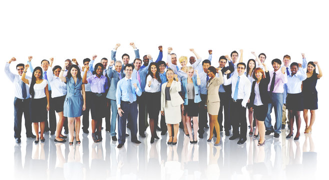 Crowd Business People Celebration Success Team Concept