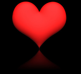heart on black background with reflection