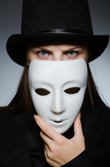 Woman with mask in funny concept