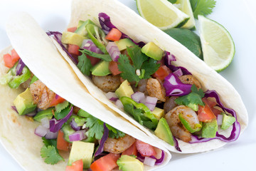 two delicious shrimp tacos