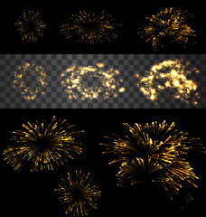 Set of isolated fireworks