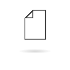 Dark grey icon for file with folded corner on white background w