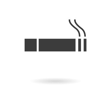 Dark grey icon of smoking cigarette (smoking allowed) on white b
