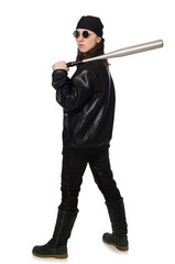 Woman hooligan isolated on the white