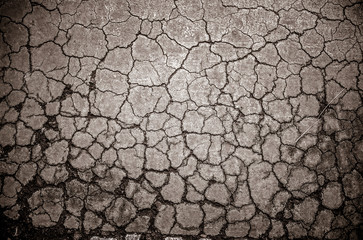 Crack dry soil ground background texture pattern in grunge color