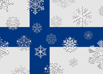 filand flag with snowflakes