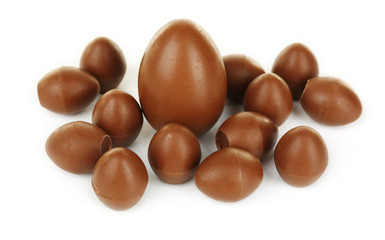 Chocolate Easter eggs isolated on white