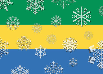 gabon flag with snowflakes